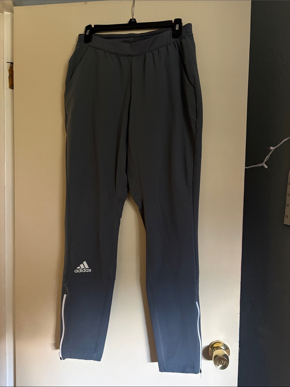 Adidas Gray Athletic Joggers with White Accents